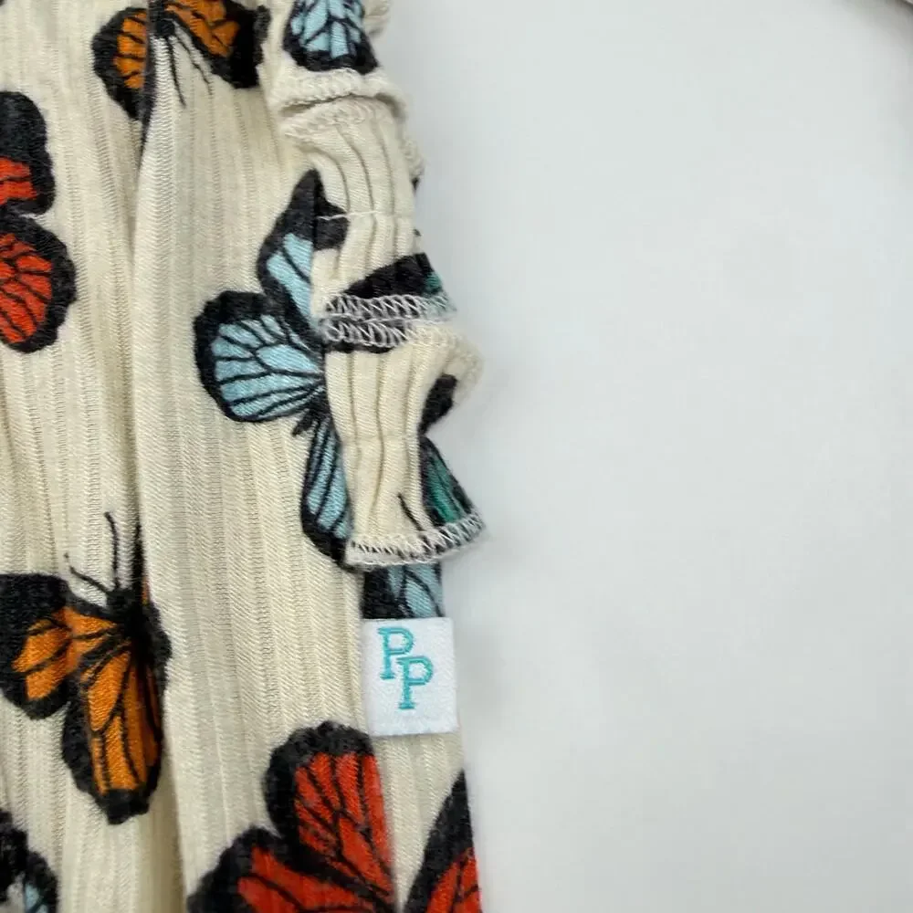 Posh Peanut Ribbed Butterfly Footed Sleeper Pajamas, Size 0/3m